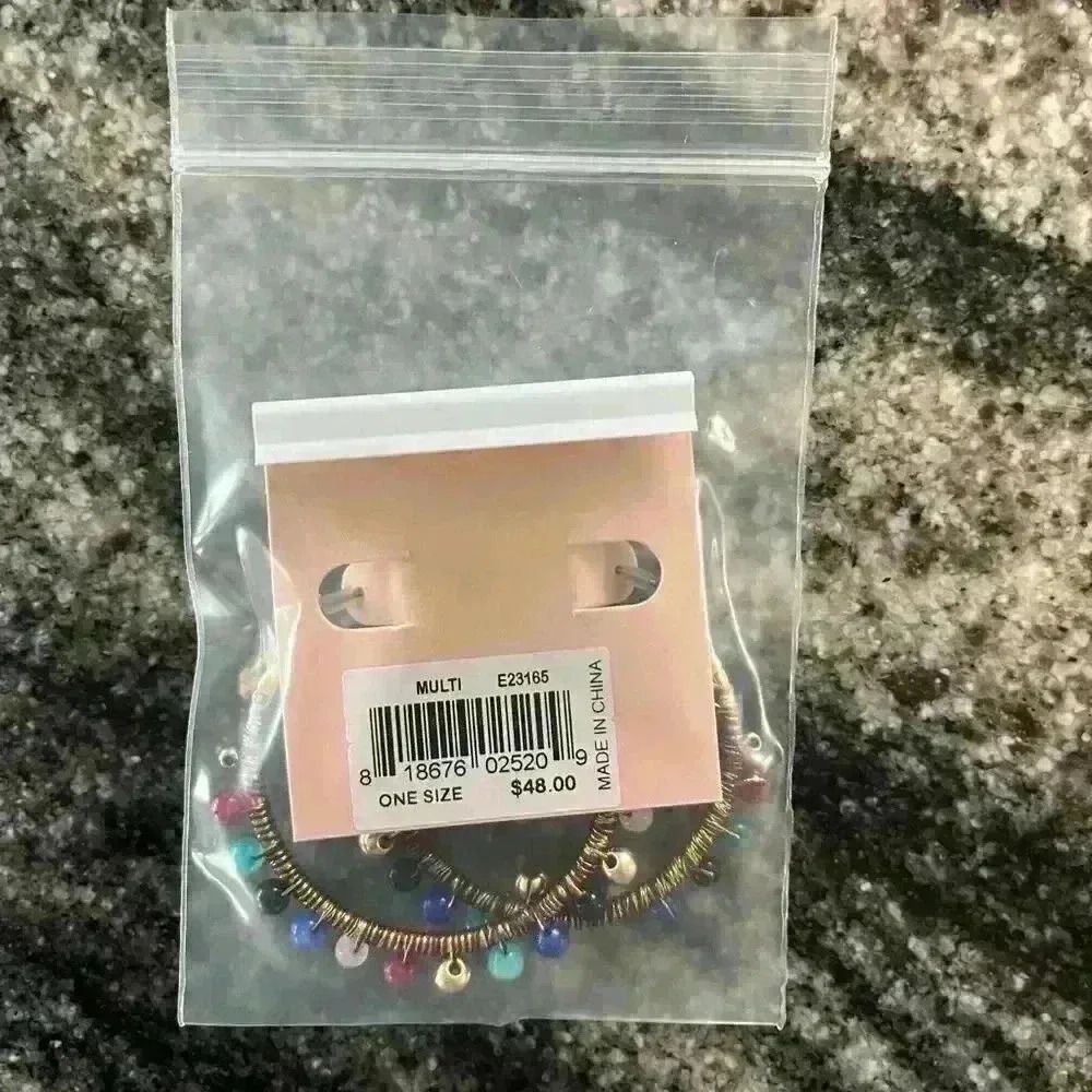 Rebecca minkoff multi colored beaded hoop earrings - Picture 2 of 2
